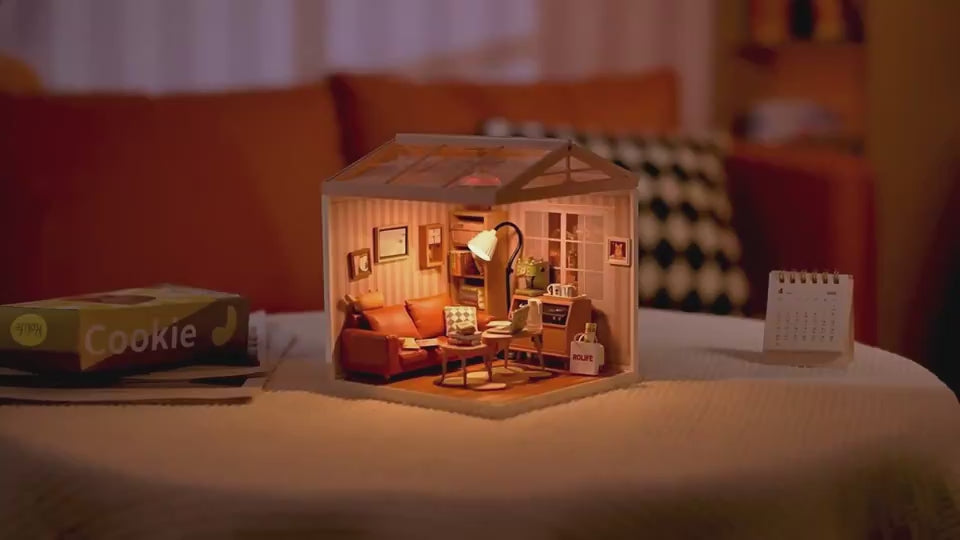 Miniature House Kit with Lights and Furniture