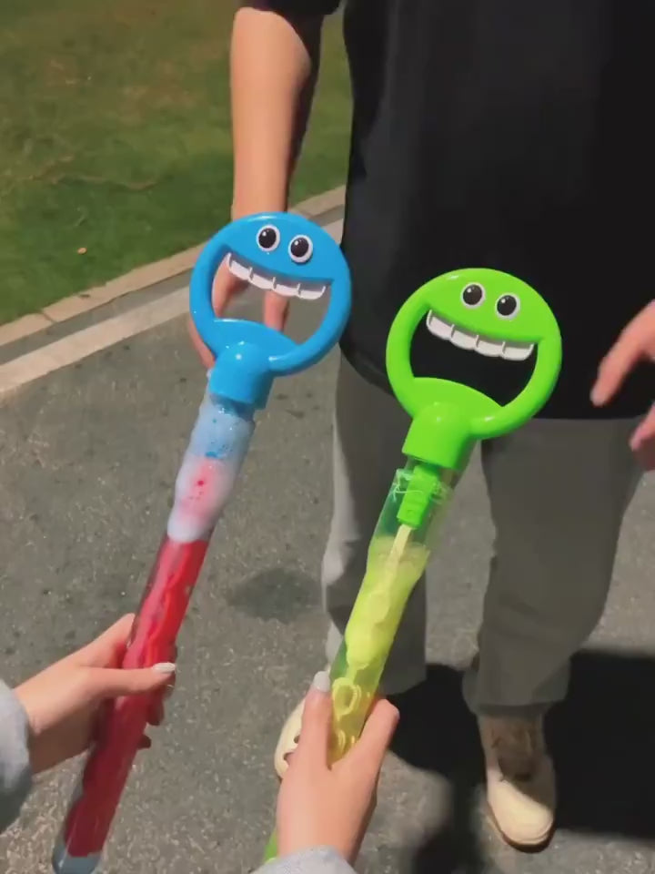 Holding Bubble Machine – 32-Hole Smiley Face Wand for Kids